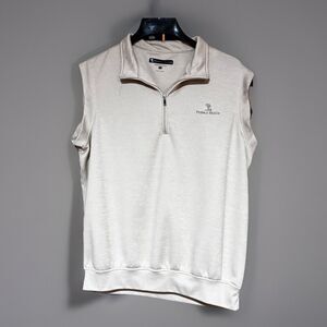 Pebble Beach Performance Golf Vest Sweater Men’s Size Large Tan Neutral 1/4 Zip